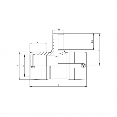 PE Elektroschweiß-T-Stück reduziert - 90 x 63 x 90mm / 2x Schweißmuffe / 1x Schweißstutzen reduziert